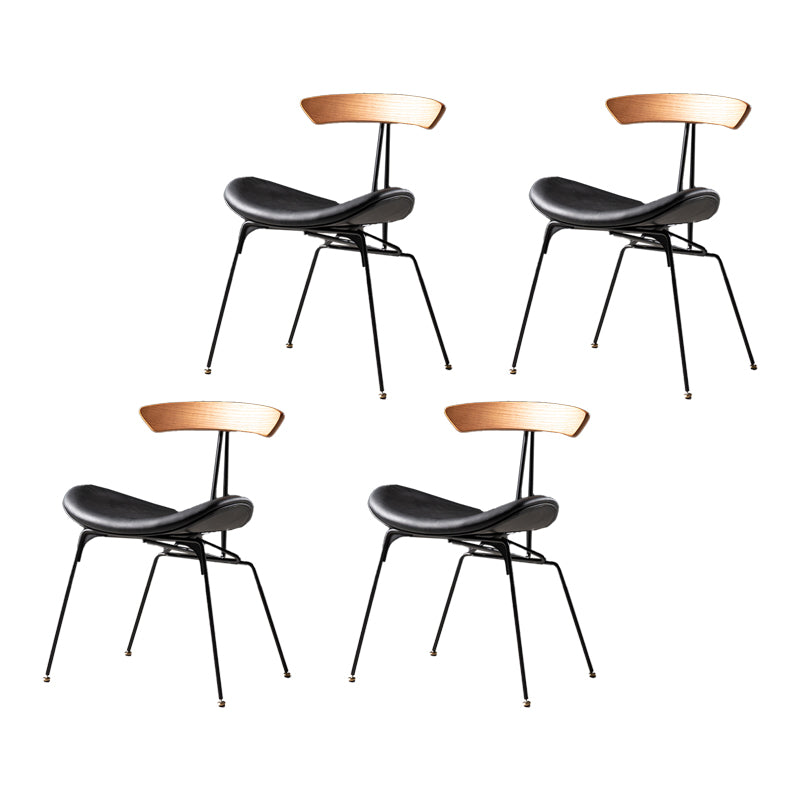 Industrial Style Leather Dining Armless Chairs Open Back Dining Side Chair Brown Black 4 Piece Set Clearhalo ' kitchen&dining_furn' 'Dining Chairs' 'Dining Tables & Seating' 'dining_chair' 'furn' 'furn_dining_chair' 'Furniture' 'furniture_dining_chair' 'Kitchen & Dining Furniture' 'kitchen' 4141170