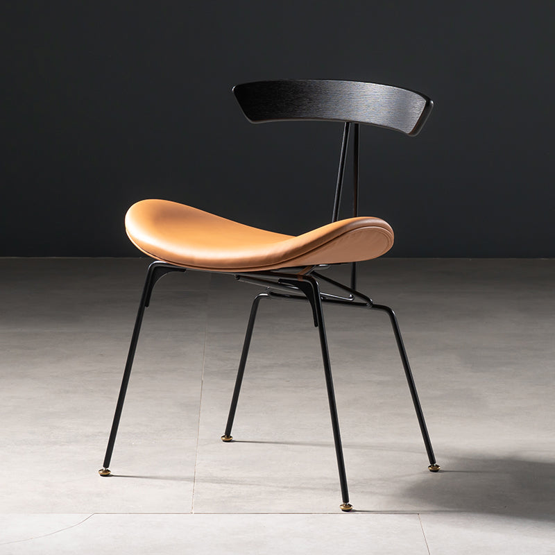 Industrial Style Leather Dining Armless Chairs Open Back Dining Side Chair Black Brown 1 Piece Clearhalo ' kitchen&dining_furn' 'Dining Chairs' 'Dining Tables & Seating' 'dining_chair' 'furn' 'furn_dining_chair' 'Furniture' 'furniture_dining_chair' 'Kitchen & Dining Furniture' 'kitchen' 4141171