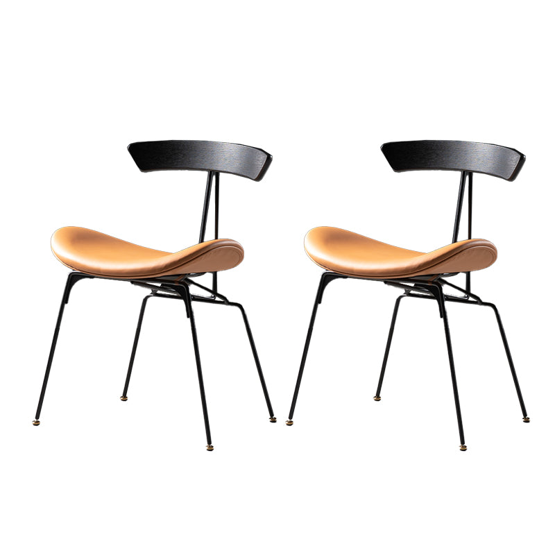 Industrial Style Leather Dining Armless Chairs Open Back Dining Side Chair Black Brown 2 Piece Set Clearhalo ' kitchen&dining_furn' 'Dining Chairs' 'Dining Tables & Seating' 'dining_chair' 'furn' 'furn_dining_chair' 'Furniture' 'furniture_dining_chair' 'Kitchen & Dining Furniture' 'kitchen' 4141172