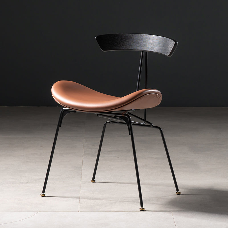 Industrial Style Leather Dining Armless Chairs Open Back Dining Side Chair Black Bronze 1 Piece Clearhalo ' kitchen&dining_furn' 'Dining Chairs' 'Dining Tables & Seating' 'dining_chair' 'furn' 'furn_dining_chair' 'Furniture' 'furniture_dining_chair' 'Kitchen & Dining Furniture' 'kitchen' 4141174