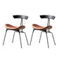 Industrial Style Leather Dining Armless Chairs Open Back Dining Side Chair Black Bronze 2 Piece Set Clearhalo ' kitchen&dining_furn' 'Dining Chairs' 'Dining Tables & Seating' 'dining_chair' 'furn' 'furn_dining_chair' 'Furniture' 'furniture_dining_chair' 'Kitchen & Dining Furniture' 'kitchen' 4141175