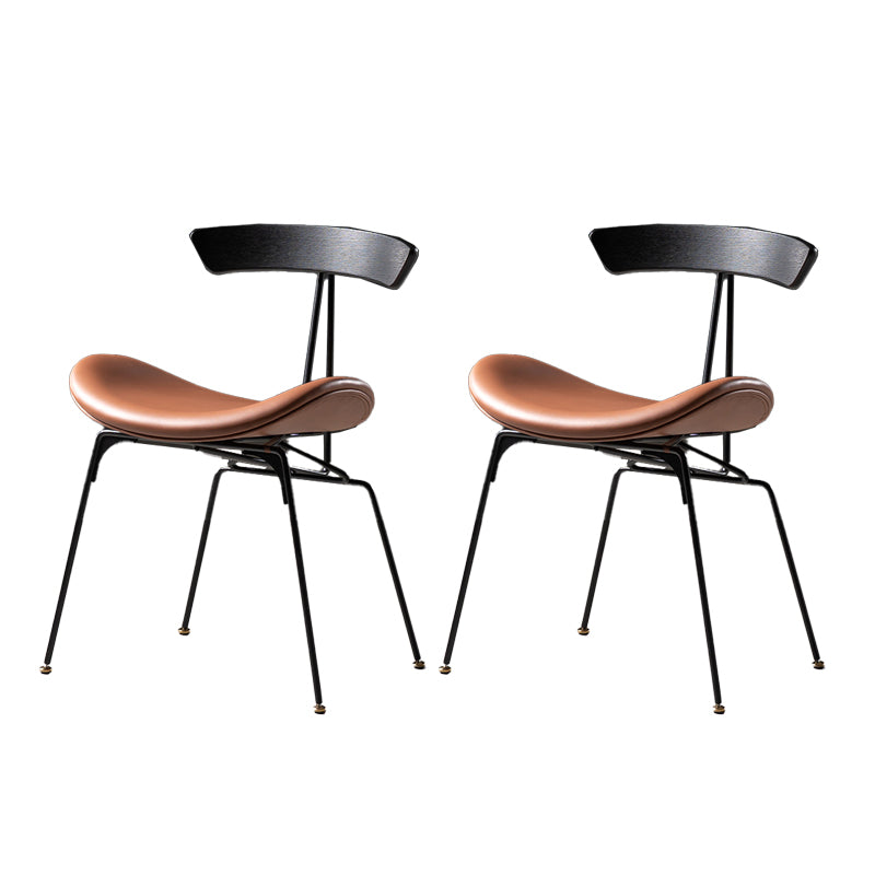 Industrial Style Leather Dining Armless Chairs Open Back Dining Side Chair Black Bronze 2 Piece Set Clearhalo ' kitchen&dining_furn' 'Dining Chairs' 'Dining Tables & Seating' 'dining_chair' 'furn' 'furn_dining_chair' 'Furniture' 'furniture_dining_chair' 'Kitchen & Dining Furniture' 'kitchen' 4141175