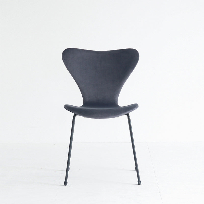 Modern Design Armless Side Chairs Solid Back Linen Fabric Dining Chairs Dark Gray 1 Piece Black Clearhalo ' kitchen&dining_furn' 'Dining Chairs' 'Dining Tables & Seating' 'dining_chair' 'furn' 'furn_dining_chair' 'Furniture' 'furniture_dining_chair' 'Kitchen & Dining Furniture' 'kitchen' 4141193