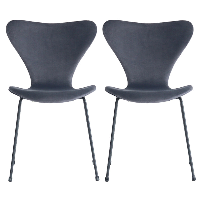 Modern Design Armless Side Chairs Solid Back Linen Fabric Dining Chairs Dark Gray 2 Piece Set Black Clearhalo ' kitchen&dining_furn' 'Dining Chairs' 'Dining Tables & Seating' 'dining_chair' 'furn' 'furn_dining_chair' 'Furniture' 'furniture_dining_chair' 'Kitchen & Dining Furniture' 'kitchen' 4141194