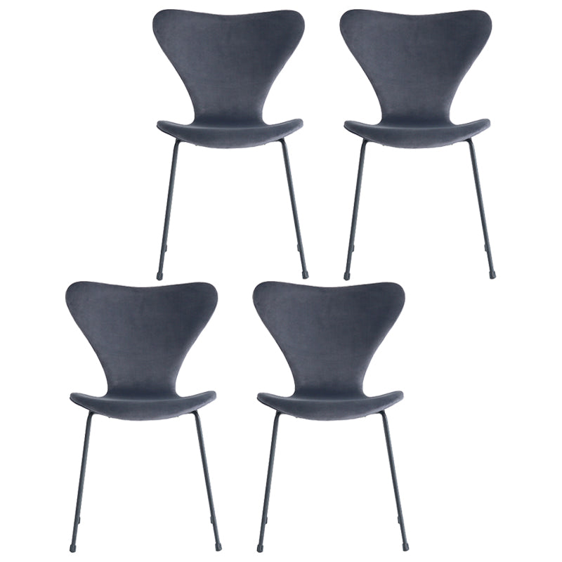 Modern Design Armless Side Chairs Solid Back Linen Fabric Dining Chairs Dark Gray 4 Piece Set Black Clearhalo ' kitchen&dining_furn' 'Dining Chairs' 'Dining Tables & Seating' 'dining_chair' 'furn' 'furn_dining_chair' 'Furniture' 'furniture_dining_chair' 'Kitchen & Dining Furniture' 'kitchen' 4141196