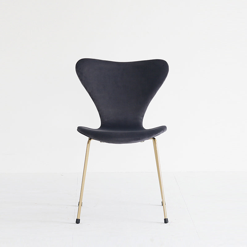 Modern Design Armless Side Chairs Solid Back Linen Fabric Dining Chairs Dark Gray 1 Piece Brass Gold Clearhalo ' kitchen&dining_furn' 'Dining Chairs' 'Dining Tables & Seating' 'dining_chair' 'furn' 'furn_dining_chair' 'Furniture' 'furniture_dining_chair' 'Kitchen & Dining Furniture' 'kitchen' 4141198