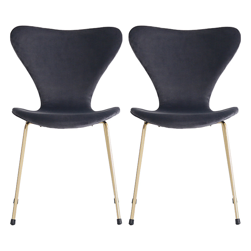 Modern Design Armless Side Chairs Solid Back Linen Fabric Dining Chairs Dark Gray 2 Piece Set Brass Gold Clearhalo ' kitchen&dining_furn' 'Dining Chairs' 'Dining Tables & Seating' 'dining_chair' 'furn' 'furn_dining_chair' 'Furniture' 'furniture_dining_chair' 'Kitchen & Dining Furniture' 'kitchen' 4141201
