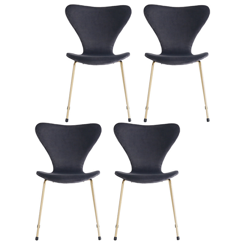 Modern Design Armless Side Chairs Solid Back Linen Fabric Dining Chairs Dark Gray 4 Piece Set Brass Gold Clearhalo ' kitchen&dining_furn' 'Dining Chairs' 'Dining Tables & Seating' 'dining_chair' 'furn' 'furn_dining_chair' 'Furniture' 'furniture_dining_chair' 'Kitchen & Dining Furniture' 'kitchen' 4141202