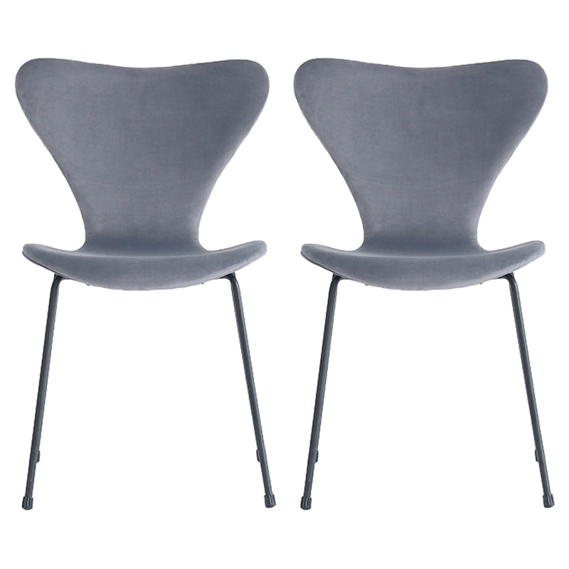 Modern Design Armless Side Chairs Solid Back Linen Fabric Dining Chairs Light Gray 2 Piece Set Black Clearhalo ' kitchen&dining_furn' 'Dining Chairs' 'Dining Tables & Seating' 'dining_chair' 'furn' 'furn_dining_chair' 'Furniture' 'furniture_dining_chair' 'Kitchen & Dining Furniture' 'kitchen' 4141206