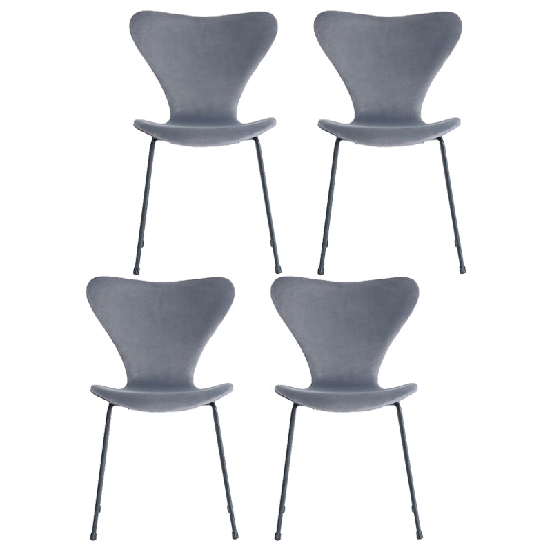 Modern Design Armless Side Chairs Solid Back Linen Fabric Dining Chairs Light Gray 4 Piece Set Black Clearhalo ' kitchen&dining_furn' 'Dining Chairs' 'Dining Tables & Seating' 'dining_chair' 'furn' 'furn_dining_chair' 'Furniture' 'furniture_dining_chair' 'Kitchen & Dining Furniture' 'kitchen' 4141208