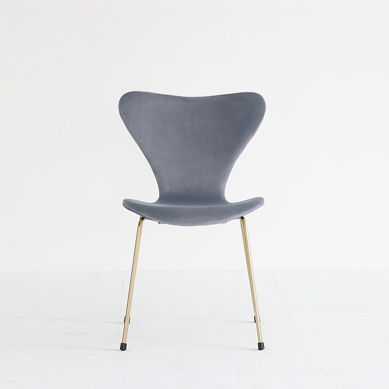 Modern Design Armless Side Chairs Solid Back Linen Fabric Dining Chairs Light Gray 1 Piece Brass Gold Clearhalo ' kitchen&dining_furn' 'Dining Chairs' 'Dining Tables & Seating' 'dining_chair' 'furn' 'furn_dining_chair' 'Furniture' 'furniture_dining_chair' 'Kitchen & Dining Furniture' 'kitchen' 4141210