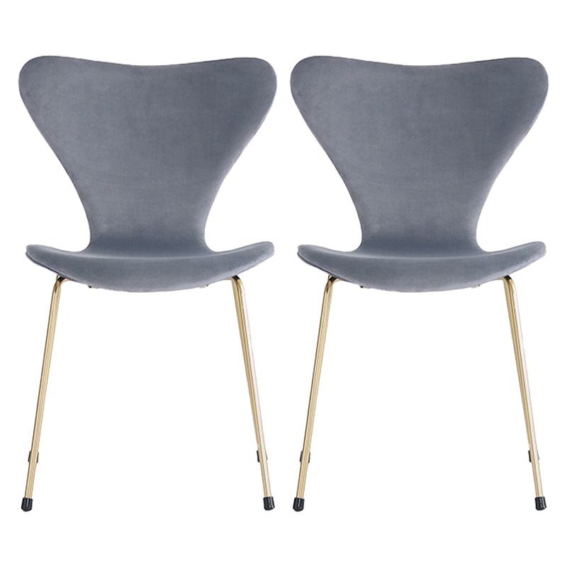Modern Design Armless Side Chairs Solid Back Linen Fabric Dining Chairs Light Gray 2 Piece Set Brass Gold Clearhalo ' kitchen&dining_furn' 'Dining Chairs' 'Dining Tables & Seating' 'dining_chair' 'furn' 'furn_dining_chair' 'Furniture' 'furniture_dining_chair' 'Kitchen & Dining Furniture' 'kitchen' 4141212