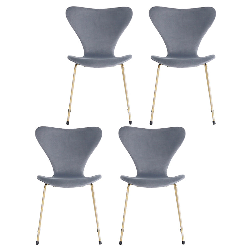 Modern Design Armless Side Chairs Solid Back Linen Fabric Dining Chairs Light Gray 4 Piece Set Brass Gold Clearhalo ' kitchen&dining_furn' 'Dining Chairs' 'Dining Tables & Seating' 'dining_chair' 'furn' 'furn_dining_chair' 'Furniture' 'furniture_dining_chair' 'Kitchen & Dining Furniture' 'kitchen' 4141215