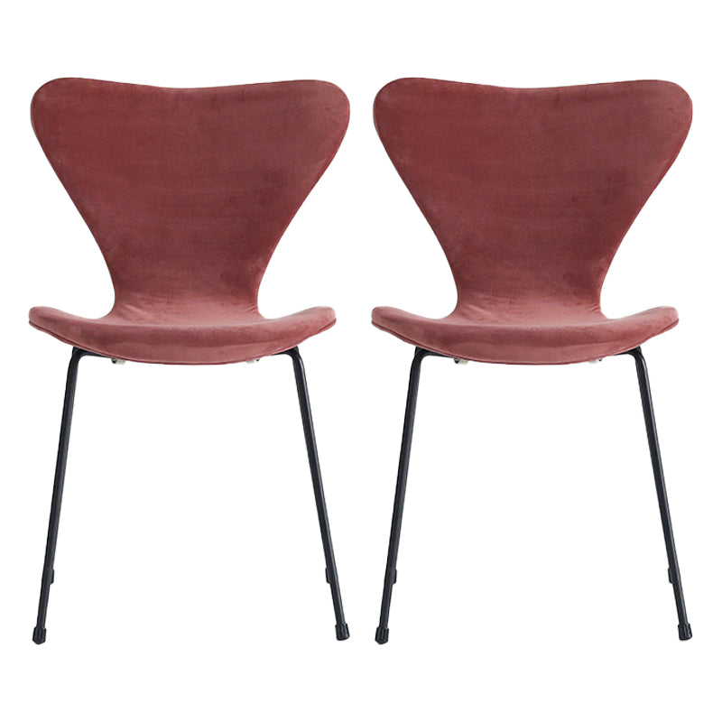 Modern Design Armless Side Chairs Solid Back Linen Fabric Dining Chairs Pink 2 Piece Set Black Clearhalo ' kitchen&dining_furn' 'Dining Chairs' 'Dining Tables & Seating' 'dining_chair' 'furn' 'furn_dining_chair' 'Furniture' 'furniture_dining_chair' 'Kitchen & Dining Furniture' 'kitchen' 4141219