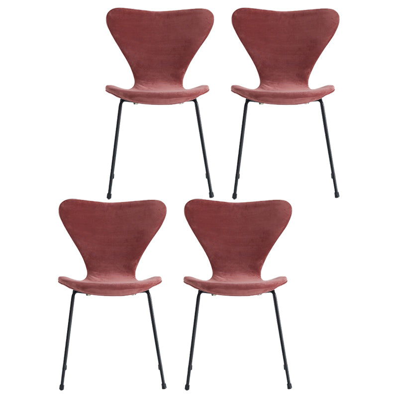 Modern Design Armless Side Chairs Solid Back Linen Fabric Dining Chairs Pink 4 Piece Set Black Clearhalo ' kitchen&dining_furn' 'Dining Chairs' 'Dining Tables & Seating' 'dining_chair' 'furn' 'furn_dining_chair' 'Furniture' 'furniture_dining_chair' 'Kitchen & Dining Furniture' 'kitchen' 4141220