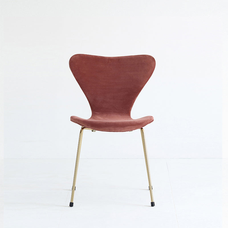 Modern Design Armless Side Chairs Solid Back Linen Fabric Dining Chairs Pink 1 Piece Brass Gold Clearhalo ' kitchen&dining_furn' 'Dining Chairs' 'Dining Tables & Seating' 'dining_chair' 'furn' 'furn_dining_chair' 'Furniture' 'furniture_dining_chair' 'Kitchen & Dining Furniture' 'kitchen' 4141221