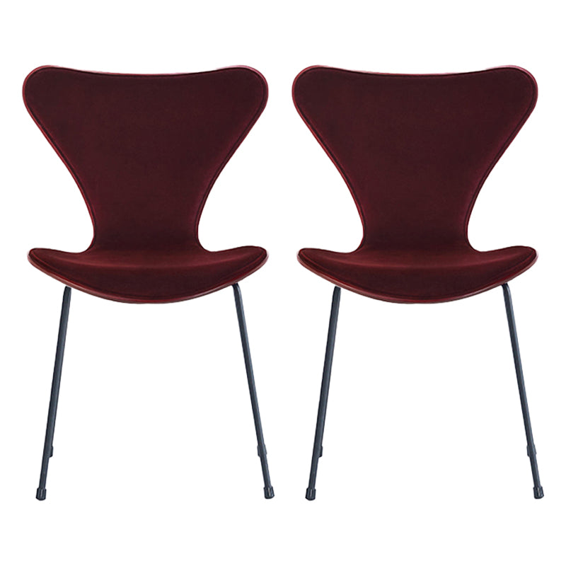 Modern Design Armless Side Chairs Solid Back Linen Fabric Dining Chairs Burgundy 2 Piece Set Black Clearhalo ' kitchen&dining_furn' 'Dining Chairs' 'Dining Tables & Seating' 'dining_chair' 'furn' 'furn_dining_chair' 'Furniture' 'furniture_dining_chair' 'Kitchen & Dining Furniture' 'kitchen' 4141225