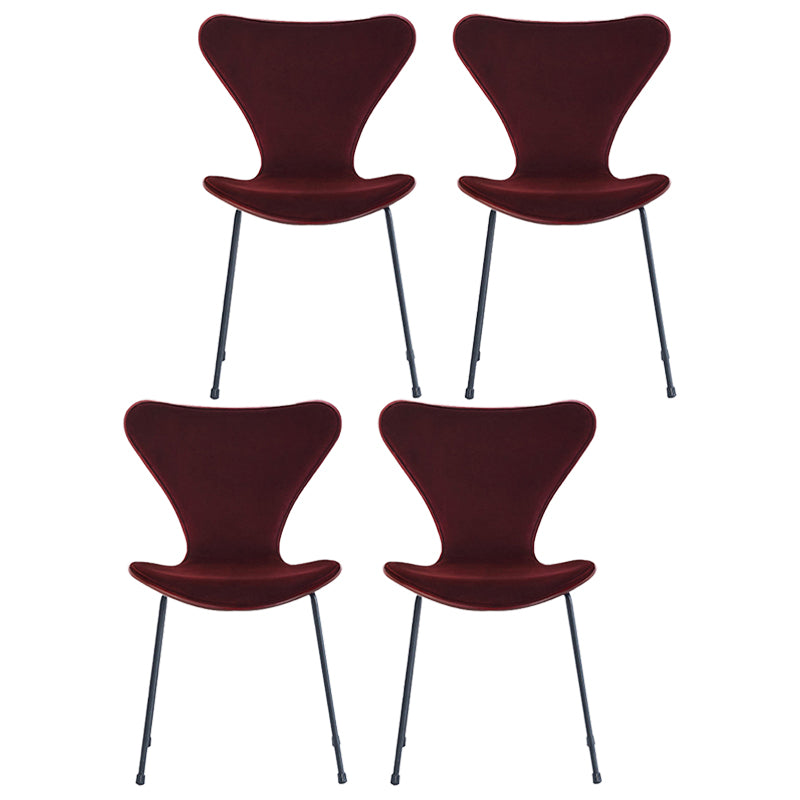 Modern Design Armless Side Chairs Solid Back Linen Fabric Dining Chairs Burgundy 4 Piece Set Black Clearhalo ' kitchen&dining_furn' 'Dining Chairs' 'Dining Tables & Seating' 'dining_chair' 'furn' 'furn_dining_chair' 'Furniture' 'furniture_dining_chair' 'Kitchen & Dining Furniture' 'kitchen' 4141226