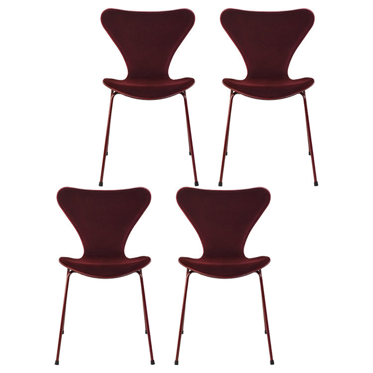 Modern Design Armless Side Chairs Solid Back Linen Fabric Dining Chairs Burgundy 4 Piece Set Red Clearhalo ' kitchen&dining_furn' 'Dining Chairs' 'Dining Tables & Seating' 'dining_chair' 'furn' 'furn_dining_chair' 'Furniture' 'furniture_dining_chair' 'Kitchen & Dining Furniture' 'kitchen' 4141229
