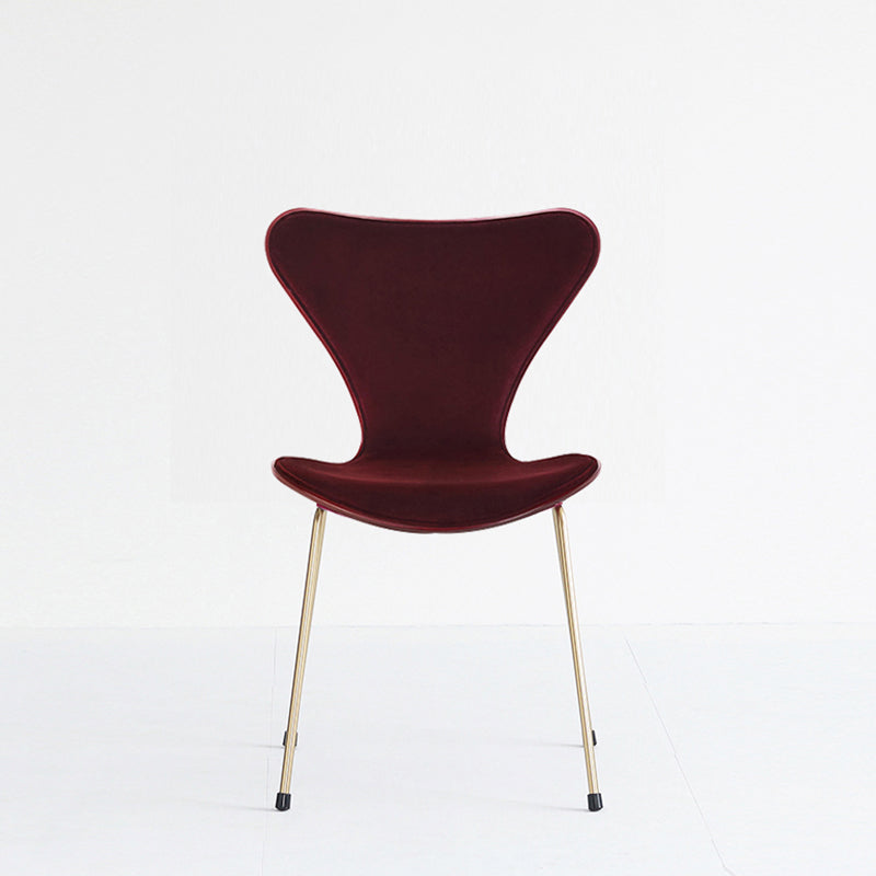 Modern Design Armless Side Chairs Solid Back Linen Fabric Dining Chairs Burgundy 1 Piece Brass Gold Clearhalo ' kitchen&dining_furn' 'Dining Chairs' 'Dining Tables & Seating' 'dining_chair' 'furn' 'furn_dining_chair' 'Furniture' 'furniture_dining_chair' 'Kitchen & Dining Furniture' 'kitchen' 4141230