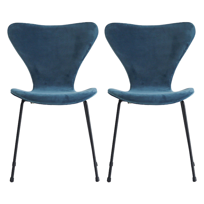 Modern Design Armless Side Chairs Solid Back Linen Fabric Dining Chairs Royal Blue 2 Piece Set Black Clearhalo ' kitchen&dining_furn' 'Dining Chairs' 'Dining Tables & Seating' 'dining_chair' 'furn' 'furn_dining_chair' 'Furniture' 'furniture_dining_chair' 'Kitchen & Dining Furniture' 'kitchen' 4141234