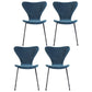Modern Design Armless Side Chairs Solid Back Linen Fabric Dining Chairs Royal Blue 4 Piece Set Black Clearhalo ' kitchen&dining_furn' 'Dining Chairs' 'Dining Tables & Seating' 'dining_chair' 'furn' 'furn_dining_chair' 'Furniture' 'furniture_dining_chair' 'Kitchen & Dining Furniture' 'kitchen' 4141235