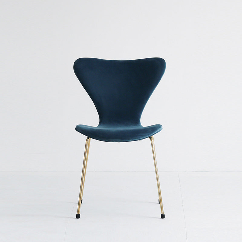 Modern Design Armless Side Chairs Solid Back Linen Fabric Dining Chairs Royal Blue 1 Piece Brass Gold Clearhalo ' kitchen&dining_furn' 'Dining Chairs' 'Dining Tables & Seating' 'dining_chair' 'furn' 'furn_dining_chair' 'Furniture' 'furniture_dining_chair' 'Kitchen & Dining Furniture' 'kitchen' 4141236