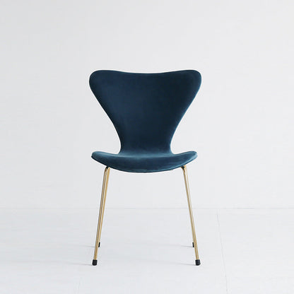 Modern Design Armless Side Chairs Solid Back Linen Fabric Dining Chairs Royal Blue 1 Piece Brass Gold Clearhalo ' kitchen&dining_furn' 'Dining Chairs' 'Dining Tables & Seating' 'dining_chair' 'furn' 'furn_dining_chair' 'Furniture' 'furniture_dining_chair' 'Kitchen & Dining Furniture' 'kitchen' 4141236