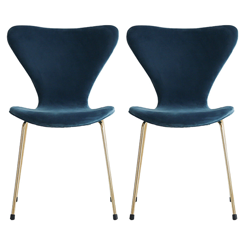 Modern Design Armless Side Chairs Solid Back Linen Fabric Dining Chairs Royal Blue 2 Piece Set Brass Gold Clearhalo ' kitchen&dining_furn' 'Dining Chairs' 'Dining Tables & Seating' 'dining_chair' 'furn' 'furn_dining_chair' 'Furniture' 'furniture_dining_chair' 'Kitchen & Dining Furniture' 'kitchen' 4141237