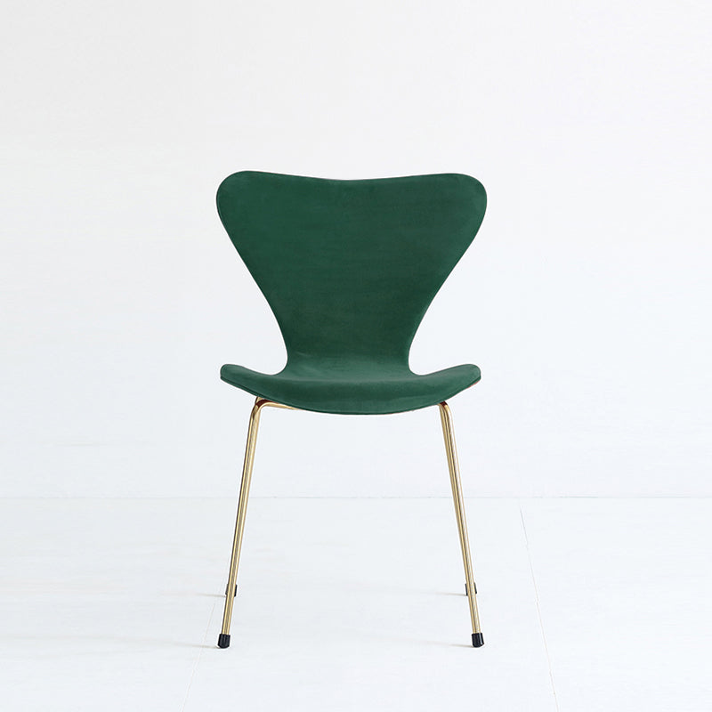 Modern Design Armless Side Chairs Solid Back Linen Fabric Dining Chairs Blackish Green 1 Piece Brass Gold Clearhalo ' kitchen&dining_furn' 'Dining Chairs' 'Dining Tables & Seating' 'dining_chair' 'furn' 'furn_dining_chair' 'Furniture' 'furniture_dining_chair' 'Kitchen & Dining Furniture' 'kitchen' 4141242