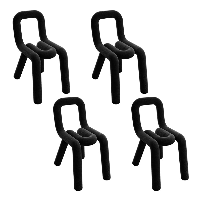 Contemporary Style Dining Chairs Armless Side Chairs with Metal Legs for Kitchen Black 4 Piece Set Clearhalo ' kitchen&dining_furn' 'Dining Chairs' 'Dining Tables & Seating' 'dining_chair' 'furn' 'furn_dining_chair' 'Furniture' 'furniture_dining_chair' 'Kitchen & Dining Furniture' 'kitchen' 4141251