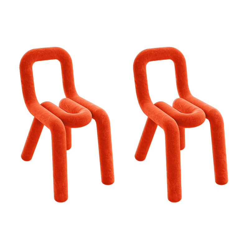 Contemporary Style Dining Chairs Armless Side Chairs with Metal Legs for Kitchen Orange Red 2 Piece Set Clearhalo ' kitchen&dining_furn' 'Dining Chairs' 'Dining Tables & Seating' 'dining_chair' 'furn' 'furn_dining_chair' 'Furniture' 'furniture_dining_chair' 'Kitchen & Dining Furniture' 'kitchen' 4141258
