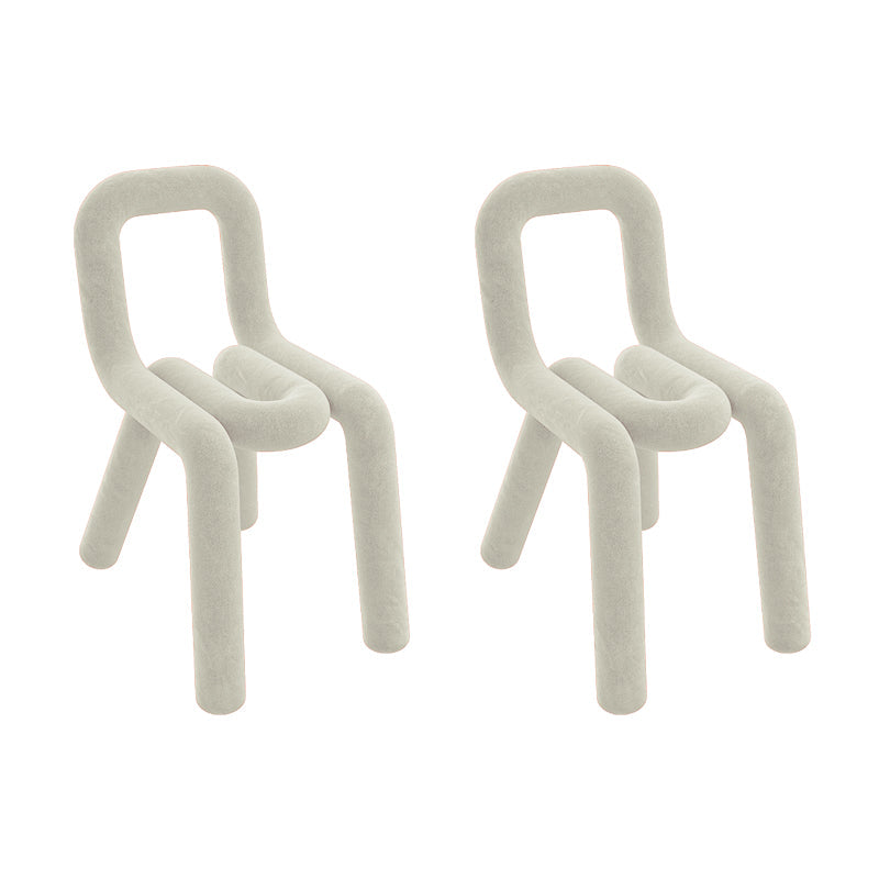 Contemporary Style Dining Chairs Armless Side Chairs with Metal Legs for Kitchen Off-White 2 Piece Set Clearhalo ' kitchen&dining_furn' 'Dining Chairs' 'Dining Tables & Seating' 'dining_chair' 'furn' 'furn_dining_chair' 'Furniture' 'furniture_dining_chair' 'Kitchen & Dining Furniture' 'kitchen' 4141270