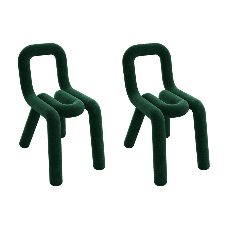 Contemporary Style Dining Chairs Armless Side Chairs with Metal Legs for Kitchen Blackish Green 2 Piece Set Clearhalo ' kitchen&dining_furn' 'Dining Chairs' 'Dining Tables & Seating' 'dining_chair' 'furn' 'furn_dining_chair' 'Furniture' 'furniture_dining_chair' 'Kitchen & Dining Furniture' 'kitchen' 4141273
