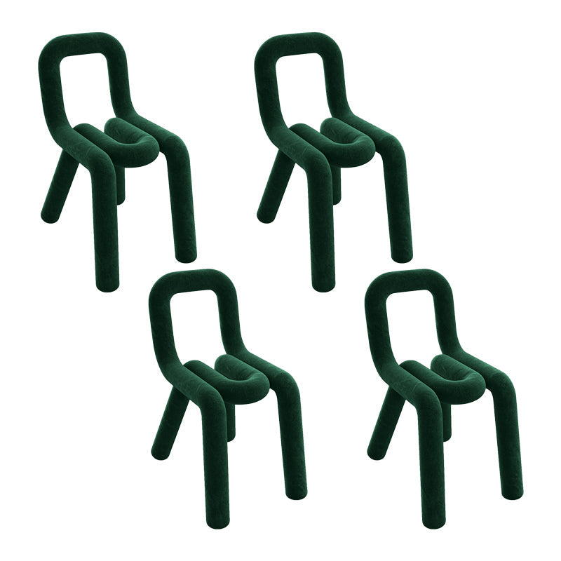 Contemporary Style Dining Chairs Armless Side Chairs with Metal Legs for Kitchen Blackish Green 4 Piece Set Clearhalo ' kitchen&dining_furn' 'Dining Chairs' 'Dining Tables & Seating' 'dining_chair' 'furn' 'furn_dining_chair' 'Furniture' 'furniture_dining_chair' 'Kitchen & Dining Furniture' 'kitchen' 4141274