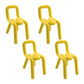 Contemporary Style Dining Chairs Armless Side Chairs with Metal Legs for Kitchen Yellow 4 Piece Set Clearhalo ' kitchen&dining_furn' 'Dining Chairs' 'Dining Tables & Seating' 'dining_chair' 'furn' 'furn_dining_chair' 'Furniture' 'furniture_dining_chair' 'Kitchen & Dining Furniture' 'kitchen' 4141277
