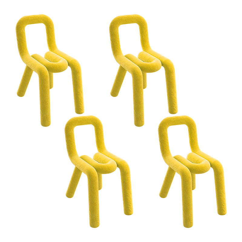 Contemporary Style Dining Chairs Armless Side Chairs with Metal Legs for Kitchen Yellow 4 Piece Set Clearhalo ' kitchen&dining_furn' 'Dining Chairs' 'Dining Tables & Seating' 'dining_chair' 'furn' 'furn_dining_chair' 'Furniture' 'furniture_dining_chair' 'Kitchen & Dining Furniture' 'kitchen' 4141277