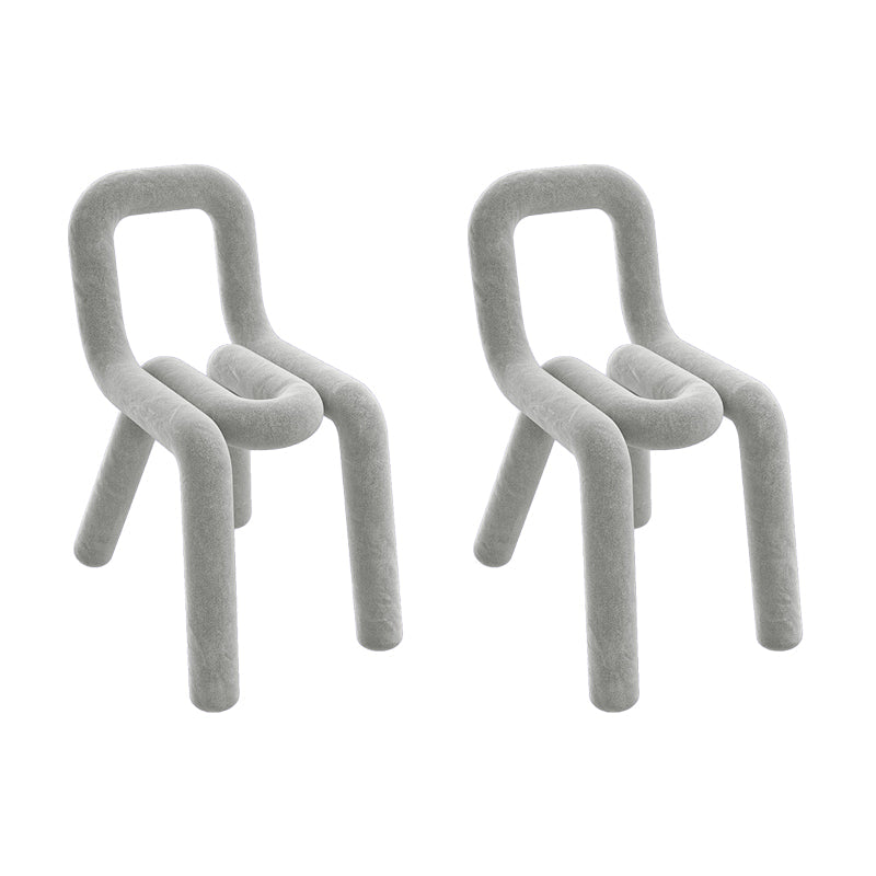 Contemporary Style Dining Chairs Armless Side Chairs with Metal Legs for Kitchen Light Gray 2 Piece Set Clearhalo ' kitchen&dining_furn' 'Dining Chairs' 'Dining Tables & Seating' 'dining_chair' 'furn' 'furn_dining_chair' 'Furniture' 'furniture_dining_chair' 'Kitchen & Dining Furniture' 'kitchen' 4141279