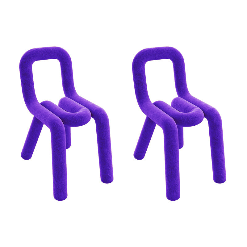 Contemporary Style Dining Chairs Armless Side Chairs with Metal Legs for Kitchen Purple 2 Piece Set Clearhalo ' kitchen&dining_furn' 'Dining Chairs' 'Dining Tables & Seating' 'dining_chair' 'furn' 'furn_dining_chair' 'Furniture' 'furniture_dining_chair' 'Kitchen & Dining Furniture' 'kitchen' 4141282