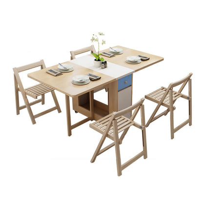 Rectangle Mid-Century Modern Dining Table Drop-Leaf Table with Solid Wood Base for Home Natural Without Chairs Clearhalo ' dining_table' 'Dining Tables & Seating' 'Dining Tables' 'furn' 'furn_dining_table' 'Furniture' 'furniture_dining_table' 'Kitchen & Dining Furniture' 'kitchen&dining_furn' 'kitchen' 'kitchen_dining_table' 4154780