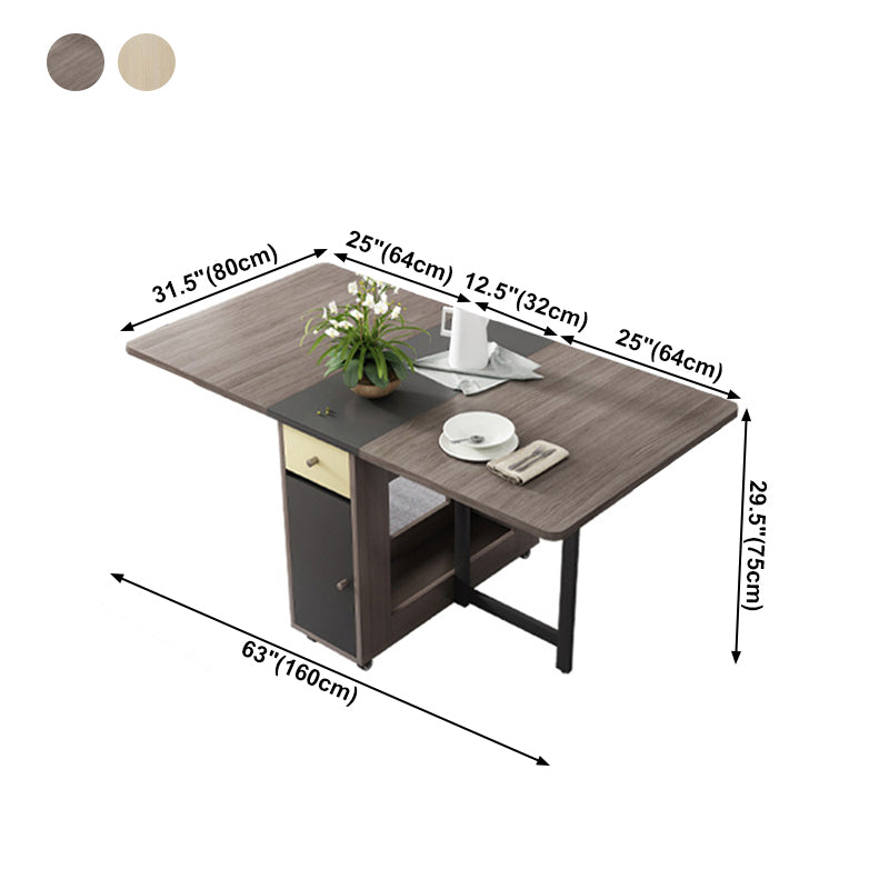 Rectangle Mid-Century Modern Dining Table Drop-Leaf Table with Solid Wood Base for Home Clearhalo ' dining_table' 'Dining Tables & Seating' 'Dining Tables' 'furn' 'furn_dining_table' 'Furniture' 'furniture_dining_table' 'Kitchen & Dining Furniture' 'kitchen&dining_furn' 'kitchen' 'kitchen_dining_table' 4154783