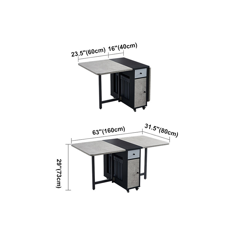 Mid-Century Modern Rectangle Dining Table Drop-Leaf Table for Kitchen (only table) Clearhalo ' dining_table' 'Dining Tables & Seating' 'Dining Tables' 'furn' 'furn_dining_table' 'Furniture' 'furniture_dining_table' 'Kitchen & Dining Furniture' 'kitchen&dining_furn' 'kitchen' 'kitchen_dining_table' 4154805