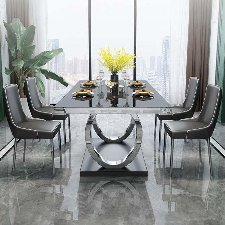 Rectangle Luxury Style Dining Table Fixed Table with Trestle Base Clearhalo ' dining_table' 'Dining Tables & Seating' 'Dining Tables' 'furn' 'furn_dining_table' 'Furniture' 'furniture_dining_table' 'Kitchen & Dining Furniture' 'kitchen&dining_furn' 'kitchen' 'kitchen_dining_table' 4154808