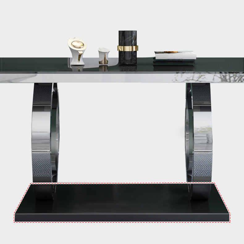 Rectangle Luxury Style Dining Table Fixed Table with Trestle Base Clearhalo ' dining_table' 'Dining Tables & Seating' 'Dining Tables' 'furn' 'furn_dining_table' 'Furniture' 'furniture_dining_table' 'Kitchen & Dining Furniture' 'kitchen&dining_furn' 'kitchen' 'kitchen_dining_table' 4154813