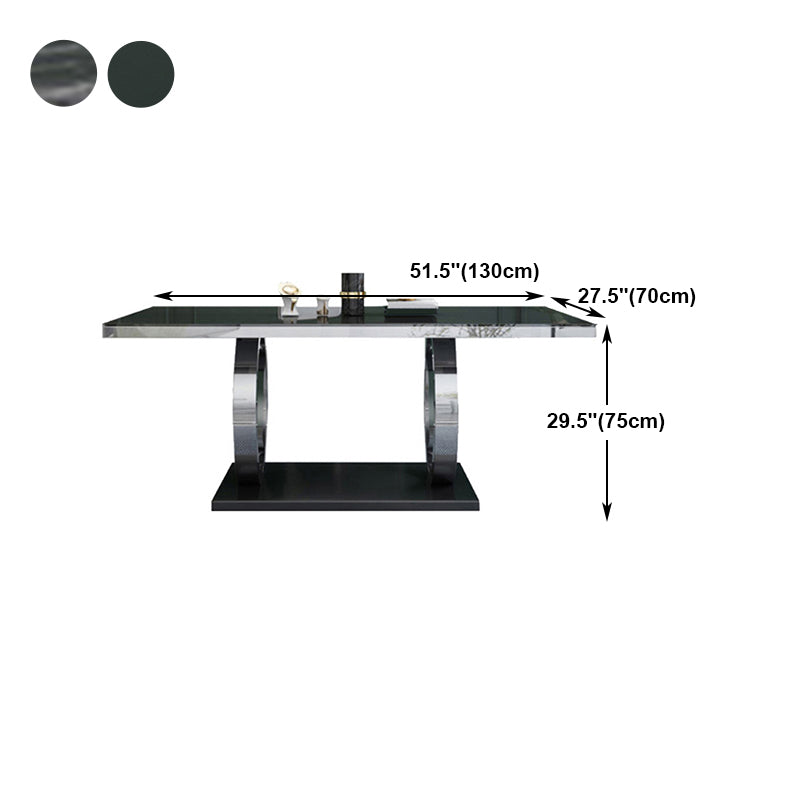 Rectangle Luxury Style Dining Table Fixed Table with Trestle Base Clearhalo ' dining_table' 'Dining Tables & Seating' 'Dining Tables' 'furn' 'furn_dining_table' 'Furniture' 'furniture_dining_table' 'Kitchen & Dining Furniture' 'kitchen&dining_furn' 'kitchen' 'kitchen_dining_table' 4154816
