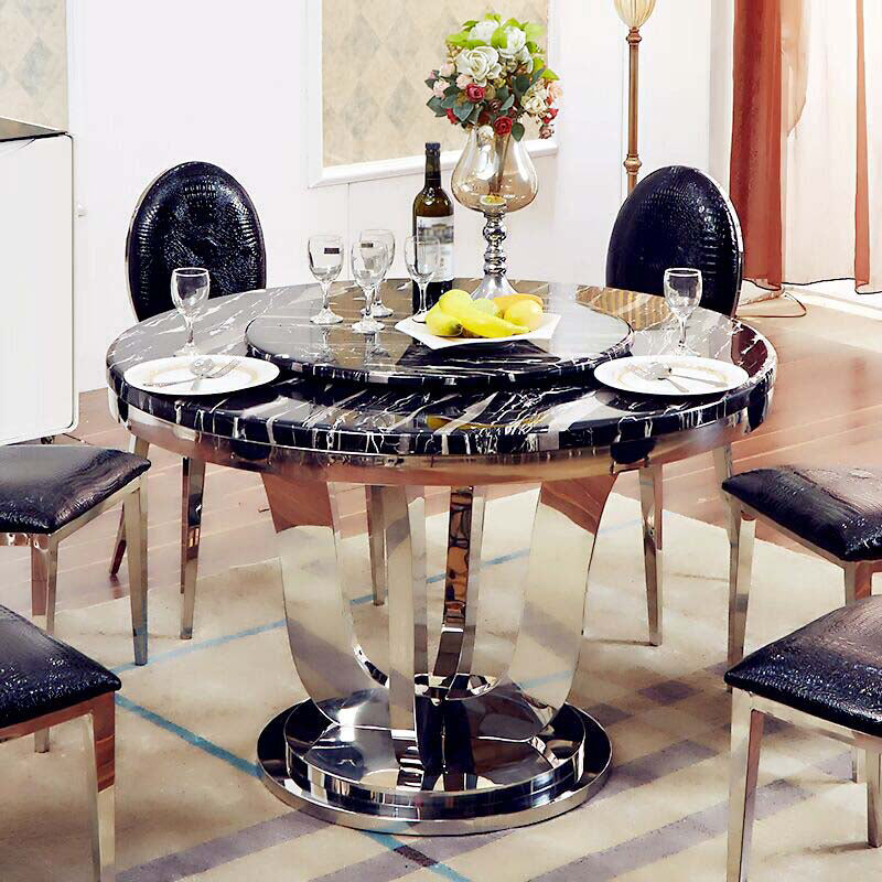 Marble Dining Table Luxury Style Single Pedestal Base Round Table for Dining Room Clearhalo ' dining_table' 'Dining Tables & Seating' 'Dining Tables' 'furn' 'furn_dining_table' 'Furniture' 'furniture_dining_table' 'Kitchen & Dining Furniture' 'kitchen&dining_furn' 'kitchen' 'kitchen_dining_table' 4154832