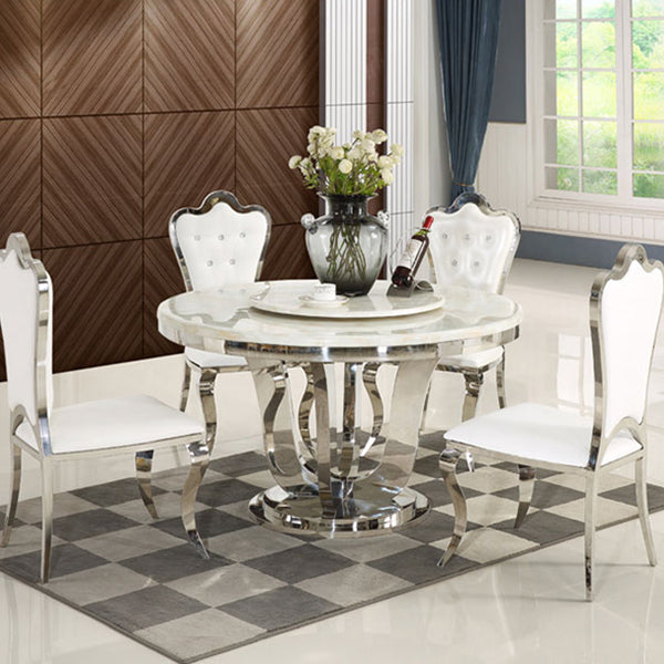 Marble Dining Table Luxury Style Single Pedestal Base Round Table for Dining Room Clearhalo ' dining_table' 'Dining Tables & Seating' 'Dining Tables' 'furn' 'furn_dining_table' 'Furniture' 'furniture_dining_table' 'Kitchen & Dining Furniture' 'kitchen&dining_furn' 'kitchen' 'kitchen_dining_table' 4154839
