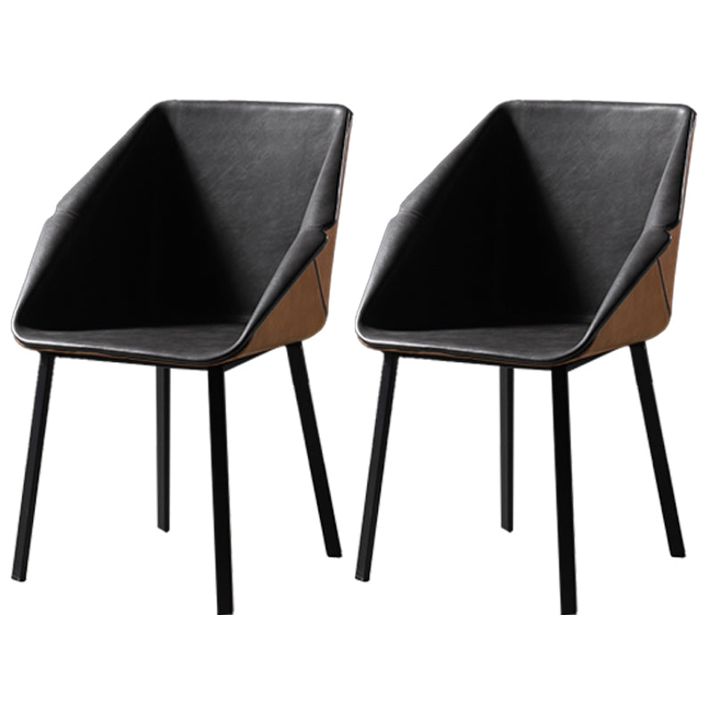 Industrial Style Metal Dining Chair Solid Back Dining Room Chair with Arm Black 2 Piece Set Clearhalo ' kitchen&dining_furn' 'Dining Chairs' 'Dining Tables & Seating' 'dining_chair' 'furn' 'furn_dining_chair' 'Furniture' 'furniture_dining_chair' 'Kitchen & Dining Furniture' 'kitchen' 4154850