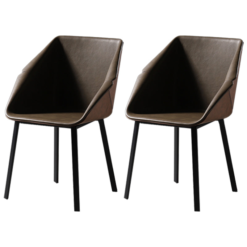 Industrial Style Metal Dining Chair Solid Back Dining Room Chair with Arm Dark Coffee 2 Piece Set Clearhalo ' kitchen&dining_furn' 'Dining Chairs' 'Dining Tables & Seating' 'dining_chair' 'furn' 'furn_dining_chair' 'Furniture' 'furniture_dining_chair' 'Kitchen & Dining Furniture' 'kitchen' 4154855