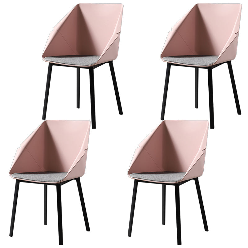 Industrial Style Metal Dining Chair Solid Back Dining Room Chair with Arm Pink 4 Piece Set Clearhalo ' kitchen&dining_furn' 'Dining Chairs' 'Dining Tables & Seating' 'dining_chair' 'furn' 'furn_dining_chair' 'Furniture' 'furniture_dining_chair' 'Kitchen & Dining Furniture' 'kitchen' 4154864
